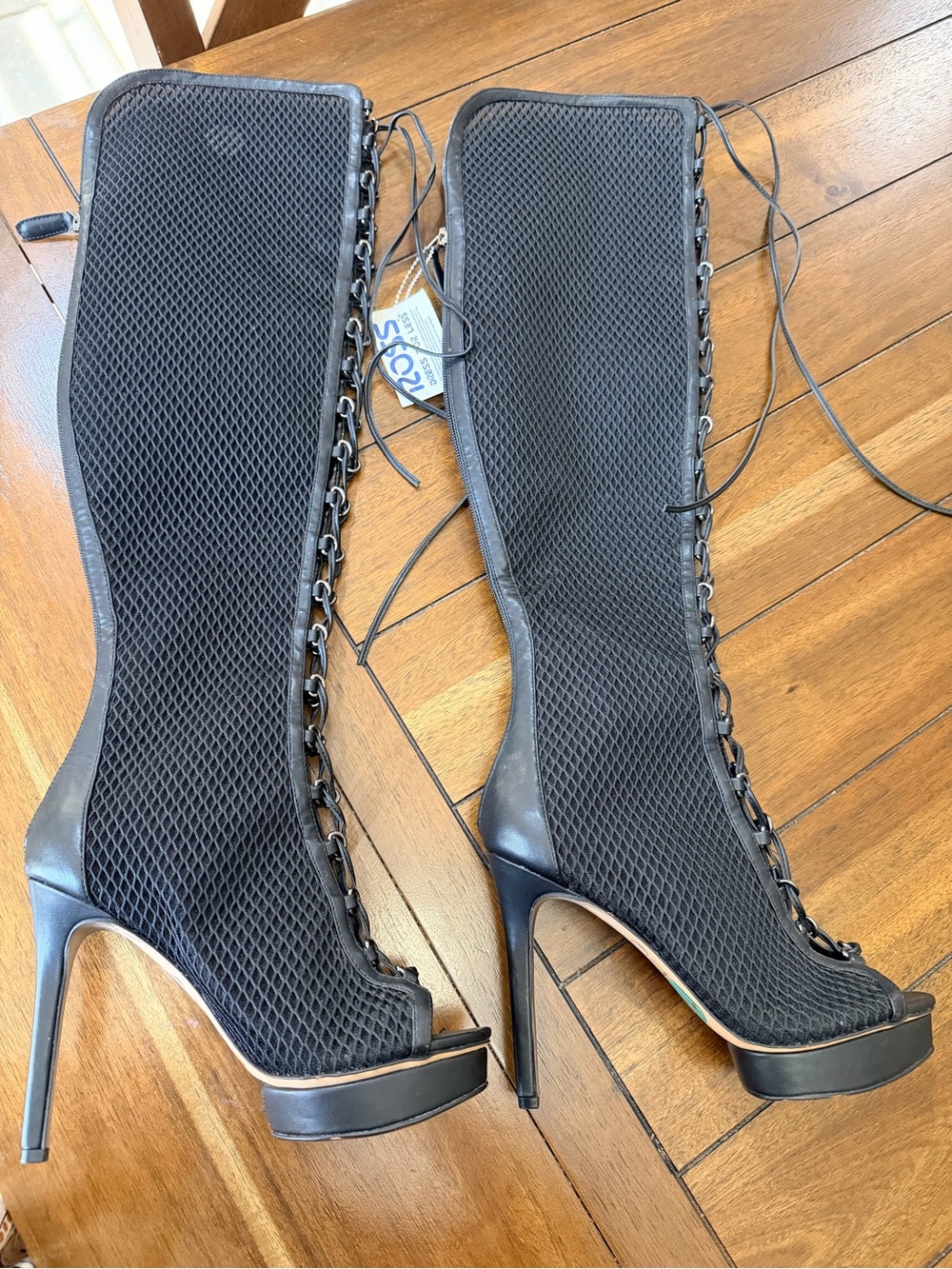 NWT JLO Jennifer Lopez Black Mesh Platform Stiletto Heels Pumps Size 7.5